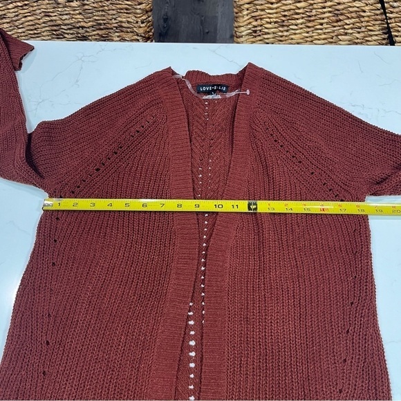 Love + Ellie Burgundy Long Open Cardigan Sweater Small - Picture 9 of 10